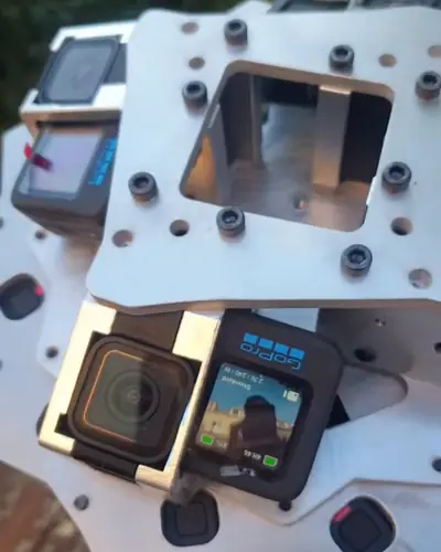 Aluminium 3D 360 rig with 19 GoPro cameras