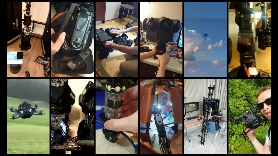 Twelve camera rigs built by Andrii Shramko, each filmed in action